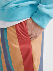 Bunt gestreifte Urlaubs-Shorts mit Kordelzug und Taschen für Herren – Lockere Passform