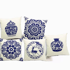 Blue and White Porcelain Pillowcase - Elegant Pillow Case Design