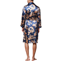 INCERUN Herren Satin Seide Pyjamas Kimono Bademantel Robe Morgenmantel Nachtwäsche Loungewear