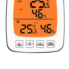 Digitales Thermometer-Hygrometer mit großem Bildschirm für drinnen und draußen mit Temperatur, Luftfeuchtigkeit und Wecker