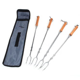 4-teiliges BBQ-Teleskopgabeln aus Edelstahl - Grillbesteck-Set für den Außenbereich