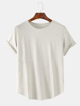 Einfarbiges Twill-Sport-T-Shirt mit Rundhalsausschnitt und kurzen Ärmeln für Herren