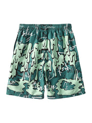 Schnelltrocknende Boardshorts für Herren mit lustigem Graffiti-Print und Netzfutter, lässiger Urlaubs-Shorts