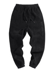 Schwarze Haremshose aus Cord für Herren mit Buchstabenstickerei und Taschen
