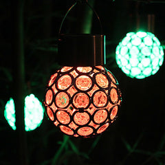 Solar Powered Color Changing Crystal Ball Night Light - Waterproof Hanging Garden Lamp Decor