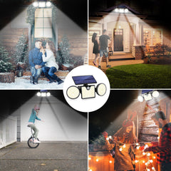 260LED Solar Wall Light - Outdoor Motion Sensor Security Lamp, Round Three-Head Spotlight, Waterproof for Garden & Aisle