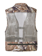 Herrenweste mit Mesh-Patchwork und Reißverschluss im Camping-Stil