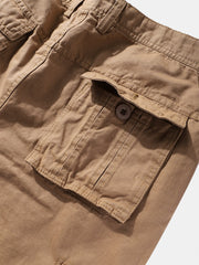 Lässige Cargohose für Herren aus 100 % Baumwolle, einfarbig, mit Reißverschluss