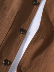Herrenjacke aus 100 % Baumwolle, einfarbig, langärmelig, zum Zuknöpfen