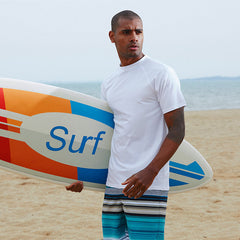 Herren Sommer Surfen Atmungsaktiv Rundhals Kurzarm Bademode Tops