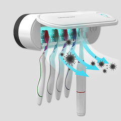 2-in-1 UV-Zahnbürstensterilisator und -halter, Wandmontage, 5 Schlitze, automatische Trocknung und antibakterielle Reinigung