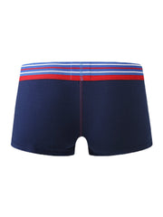 Atmungsaktive Herren-Boxershorts aus Baumwolle mit Streifen, mittlerer Taille und elastischem Patchwork