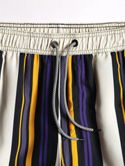 Schnelltrocknende Strandshorts für Herren mit mehrfarbigen Streifen und Kordelzug