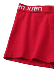4-teilige nahtlose Baumwollunterwäsche für Herren mit Logobund und Beutel - Rote Boxershorts