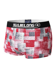 Herren-Boxershorts mit Farbblock-Print, 100 % Baumwolle, atmungsaktiv, elastisch, mittlere Taille, Arrow