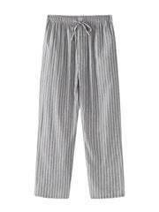 Gestreifte Pyjamahose für Herren mit Kordelzug und Tasche, lässig, für zu Hause