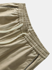 Men's Solid Color Drawstring Elastic Waist Mid-Length Shorts