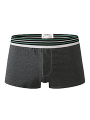 Atmungsaktive Herren-Boxershorts aus Baumwolle mit Streifen, mittlerer Taille und elastischem Patchwork