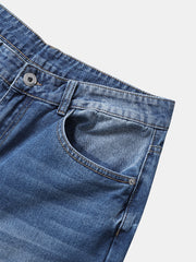 Zerrissene, lange Freizeitjeans für Herren mit Flicken und Reißverschluss