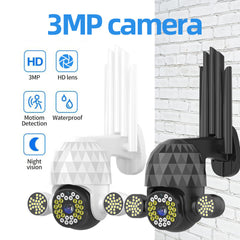 3MP HD PTZ WiFi IP-Kamera, Nachtsicht, H.265, IP66 wasserdicht, 360-Grad-Panorama, Bewegungserkennung, 5-facher Zoom