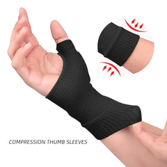 Unisex Compression Wrist Support Gloves for Arthritis & Sports - Fingerless Thumb Sleeve Brace