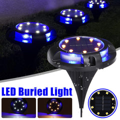 Solar Powered 12 LED Buried Lawn Light - Outdoor Pathway, Garden, Decking Decor