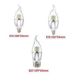 7W LED Warm White Glass Candle Bulb, Non-Dimmable, AC 85-265V