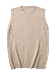 Einfarbige, ärmellose Strickwesten mit Rundhalsausschnitt für Herren – Basic-Stil