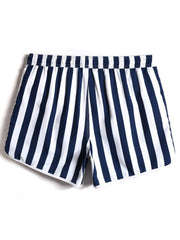 Klassische, gestreifte, schnelltrocknende Strand-Boardshorts für Herren mit Kordelzug in der Taille