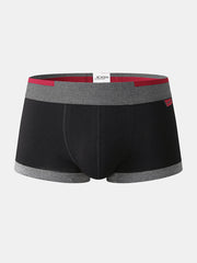 Men's Breathable Cotton Boxers with Antibacterial Pouch and Contrast Waistband