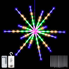 LED-Starburst-Lichterkette – DIY-Feuerwerksstrahl, Weihnachtsgirlande, Festivaldeko, ferngesteuerte Lichterkette