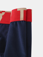 Men's Breathable Cotton Boxers with Letter Waistband and Pouch