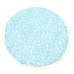 150 cm rundes Strandtuch aus Baumwolle mit blauen Streifen und Quasten – Sommerdecke, Fitness, Yogamatte