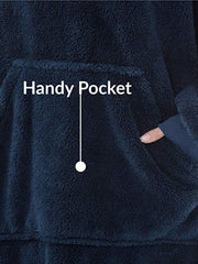 Übergroßer Flanell-Kapuzenpullover für Herren mit Kängurutasche – warme Homewear