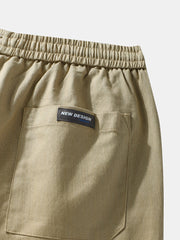 Men's Solid Color Drawstring Elastic Waist Mid-Length Shorts