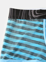 Gestreifte, durchscheinende, atmungsaktive Boxershorts aus Eisseide für Herren mit mittlerer Taille und elastischem Bund