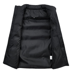 Herren Daunen Baumwolle gepolstert Stehkragen Casual Dicker Weste Mantel - Einfarbig