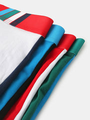 Einfarbige Patchwork-Boxershorts für Herren mit Buchstaben-Print am Bund - Gemütliche U-Konvex-Unterwäsche