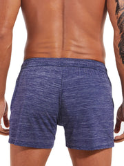 Schnelltrocknende, einfarbige Sport-Shorts für Herren mit Taschen und Kordelzug