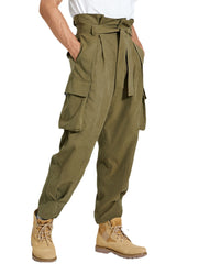 Cargohose für Herren mit unregelmäßiger Taille und Schnürung und Taschen