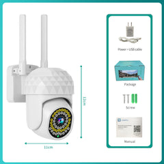 HD 2MP WiFi IP-Kamera – wasserdicht, Infrarot, Vollfarb-Nachtsicht, Sicherheitskamera mit 46 Lichtern