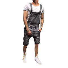 Kurzer, lässiger Jeans-Overall für Herren im Slim Fit