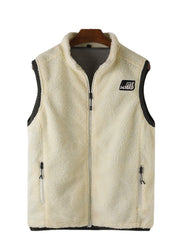 Ärmellose Weste aus Samt für Herren mit Stehkragen, Reißverschluss vorne und Tasche