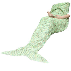 Wave Yarn Strickdecke mit Meerjungfrauenschwanz, 180 x 90 cm, Geburtstagsgeschenk, Bettunterlage, Schlafsack