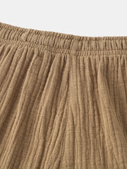 Einfarbige Pyjamahose aus Baumwolle für Herren mit Kordelzug und Tasche