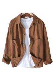 Herrenjacke aus 100 % Baumwolle, einfarbig, langärmelig, zum Zuknöpfen