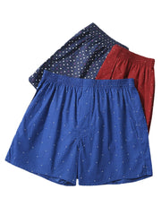 Herren-Boxershorts aus 100 % Baumwolle, mit Punktemuster, atmungsaktiv, elastischer Bund, Knopfleiste