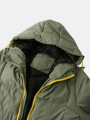 Einfarbige Kapuzenmäntel für Herren mit Seitentaschen - dick und warm