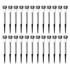 24PCS LED Solar Path Lights - Stainless Steel, Waterproof, for Garden, Lawn, Home, Street Decor