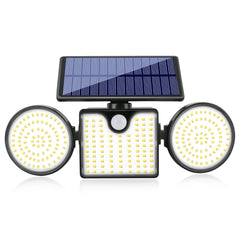 260LED Solar Wall Light - Outdoor Motion Sensor Security Lamp, Round Three-Head Spotlight, Waterproof for Garden & Aisle